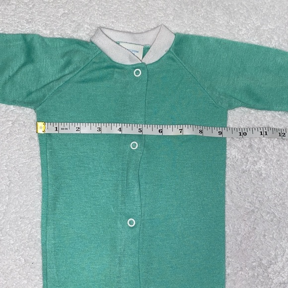 Vintage triplets green unisex snap polyester sleeper pajama size large - Picture 3 of 5